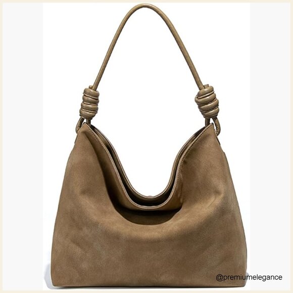Handbags - Large Slouchy Hobo Tote Bag Faux Suede Lightweight Travel Work Shoulder
